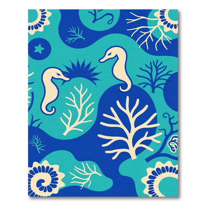 Coastal Seahorse Coral Wave Composition Rug