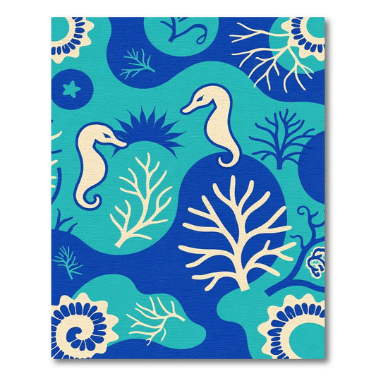 Coastal Seahorse Coral Wave Composition Rug