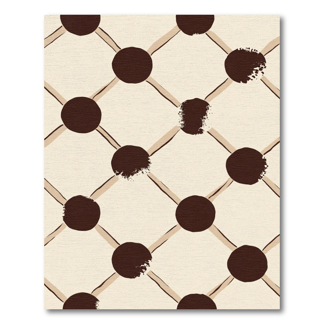 Beige Brown Textured Circle Grid Rug