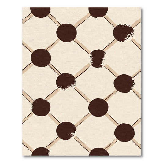 Beige Brown Textured Circle Grid Rug