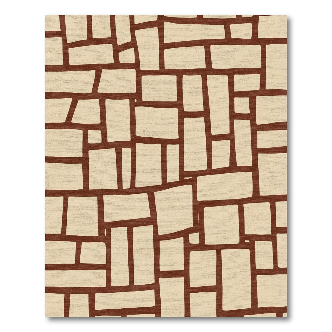 Rustic Brickwork Tan Brown Rectangles Rug