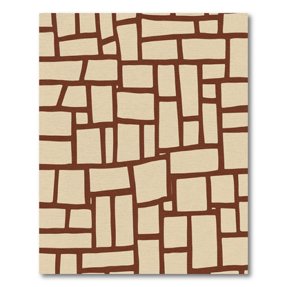 Rustic Brickwork Tan Brown Rectangles Rug
