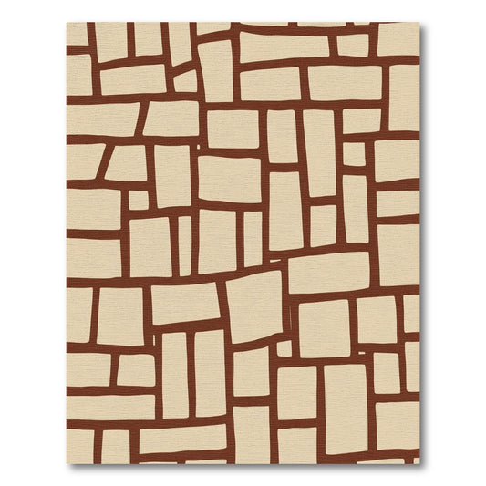 Rustic Brickwork Tan Brown Rectangles Rug
