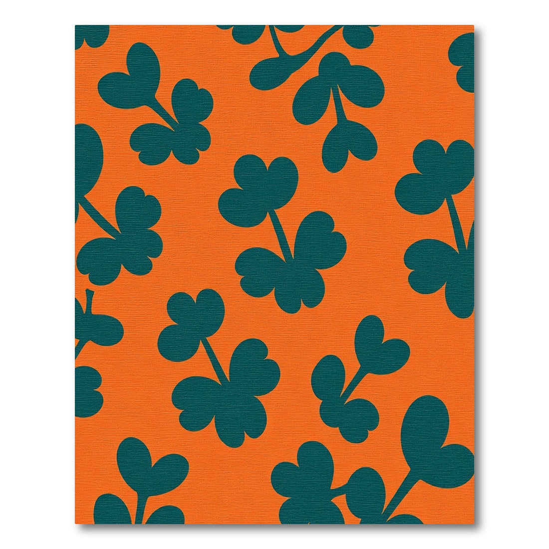 Teal Clover Pattern Orange Background Rug