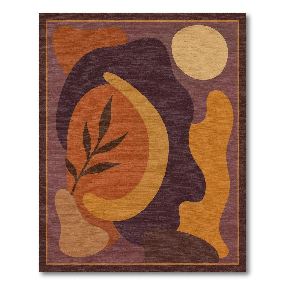 Abstract Orange Area Rug with Organic Shapes