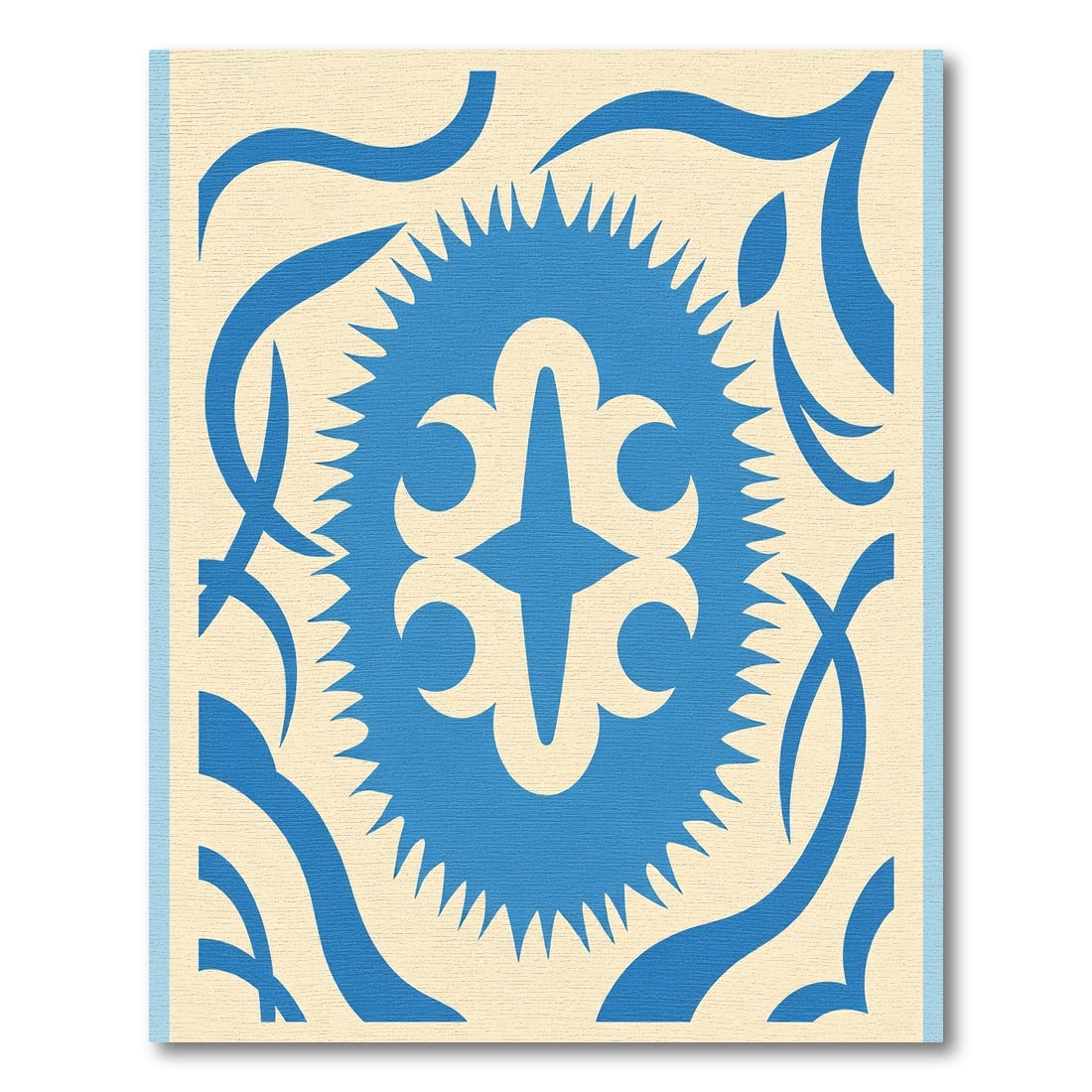 Blue Ivory Stylized Floral Medallion Rug