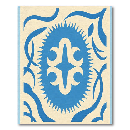 Blue Ivory Stylized Floral Medallion Rug