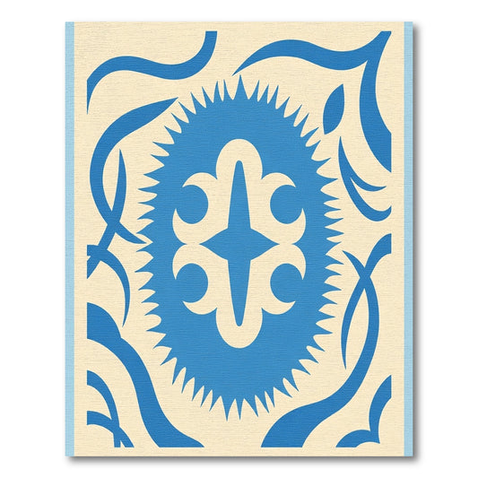 Blue Ivory Stylized Floral Medallion Rug