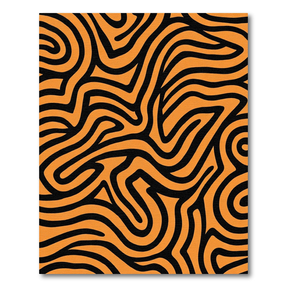 Orange Black Abstract Flow Rug