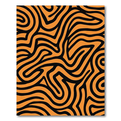 Orange Black Abstract Flow Rug