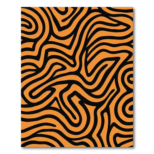 Orange Black Abstract Flow Rug
