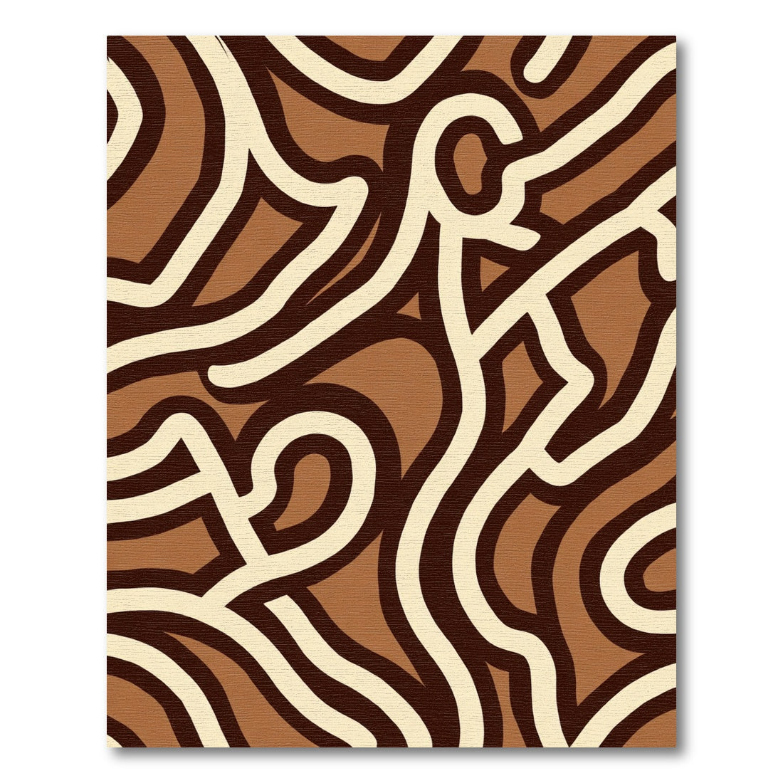 Earthy Cream Brown Abstract Swirl Rug
