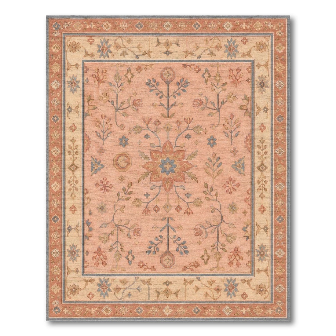Pink Floral Medallion Floral Vintage Area Rug