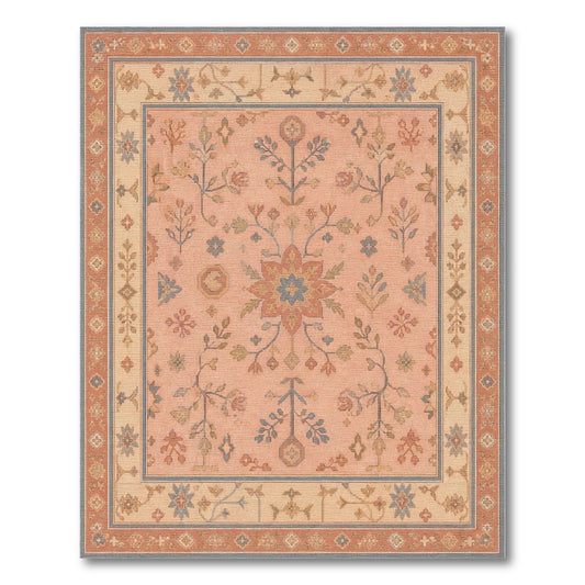Pink Floral Medallion Floral Vintage Area Rug