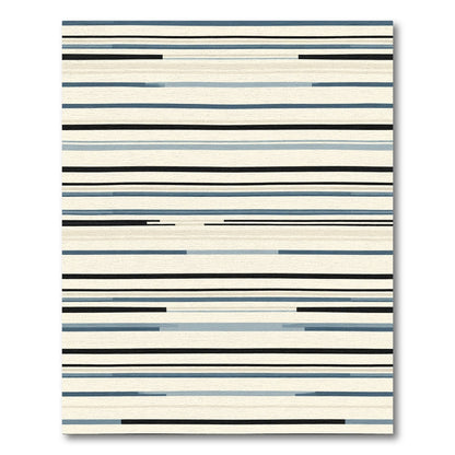 Minimalist Blue Gray Horizontal Stripe Rug