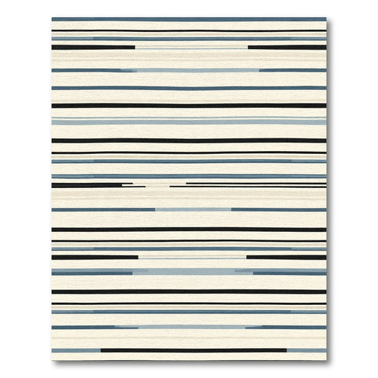 Minimalist Blue Gray Horizontal Stripe Rug