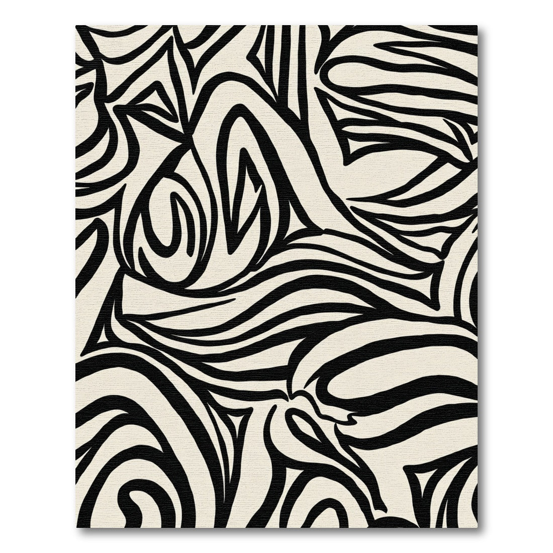 Black Cream Abstract Zebra Swirl Rug