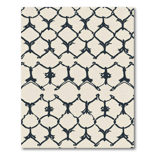Dark Beige Lattice Scrollwork Rug