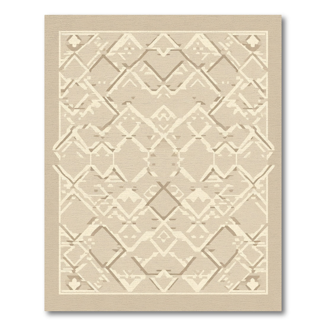 Cream Geometric Diamond Lattice Rug