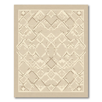 Cream Geometric Diamond Lattice Rug