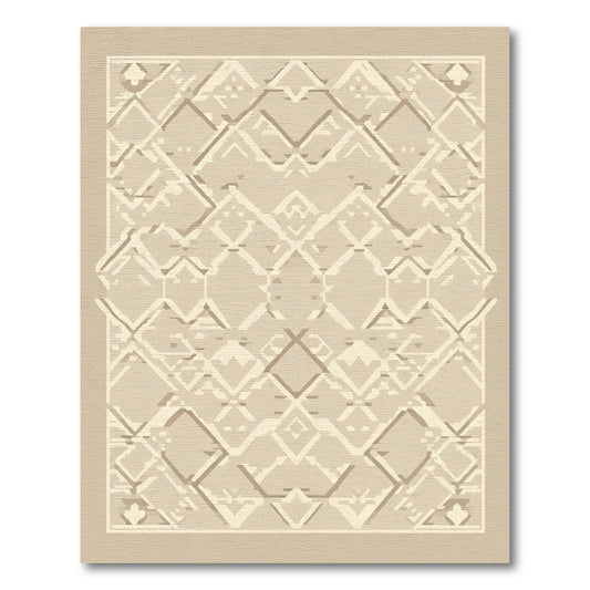Cream Geometric Diamond Lattice Rug