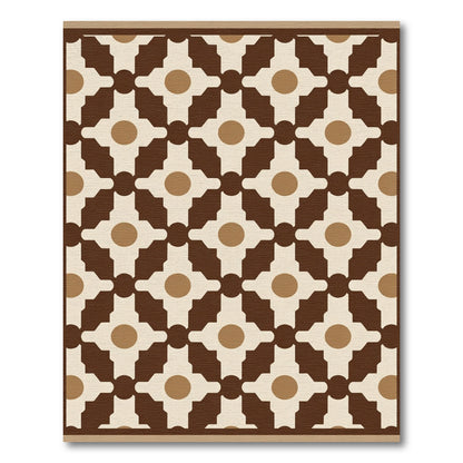 Geometric Beige Brown Lattice Rug