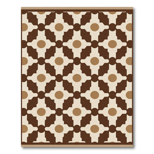 Geometric Beige Brown Lattice Rug