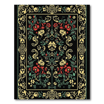 Red Yellow Floral Garden Border Rug