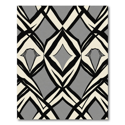 Geometric Cream Black Diamond Overlay Rug