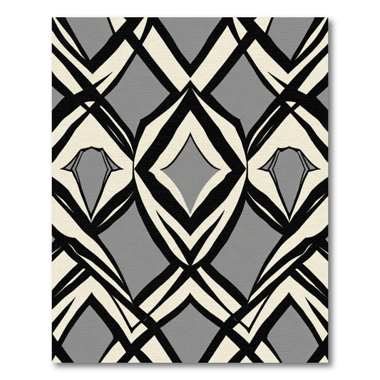 Geometric Cream Black Diamond Overlay Rug