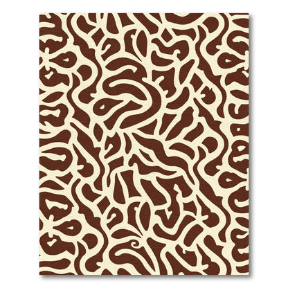 Cream Brown Abstract Labyrinth Swirl Rug
