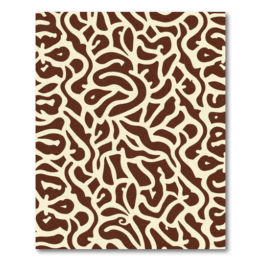 Cream Brown Abstract Labyrinth Swirl Rug