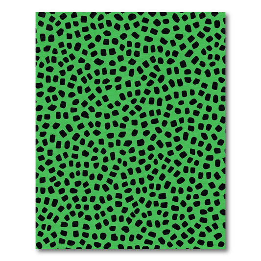 Vibrant Green Black Dot Cluster Rug