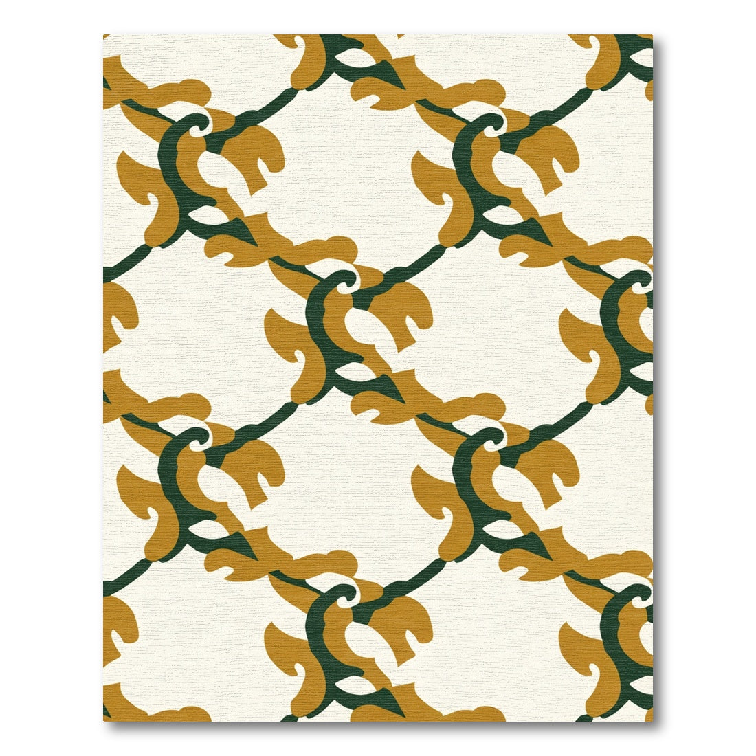 Golden Green Intertwined Leaf Lattice Rug
