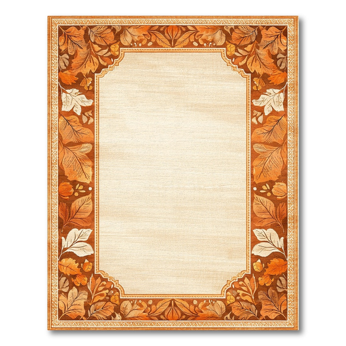 Vintage Autumn Leaf Border Rug