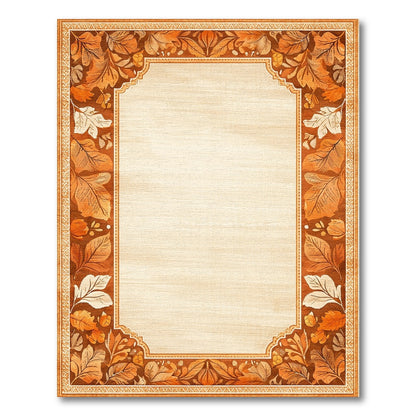 Vintage Autumn Leaf Border Rug