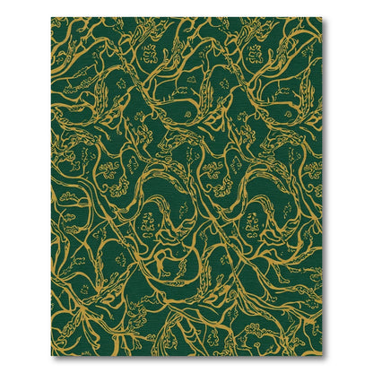 Emerald Swirling Golden Vine Art Rug