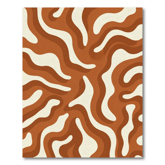 Retro Abstract Swirl Brown Cream Rug