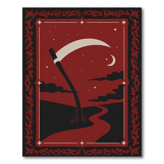 Red Scythe Moon Area Rug