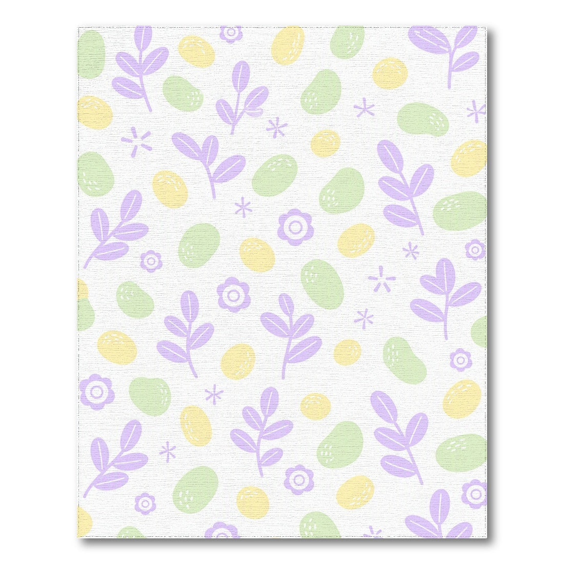 Purple Floral Leaf Washable Area Rug