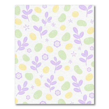 Purple Floral Leaf Washable Area Rug