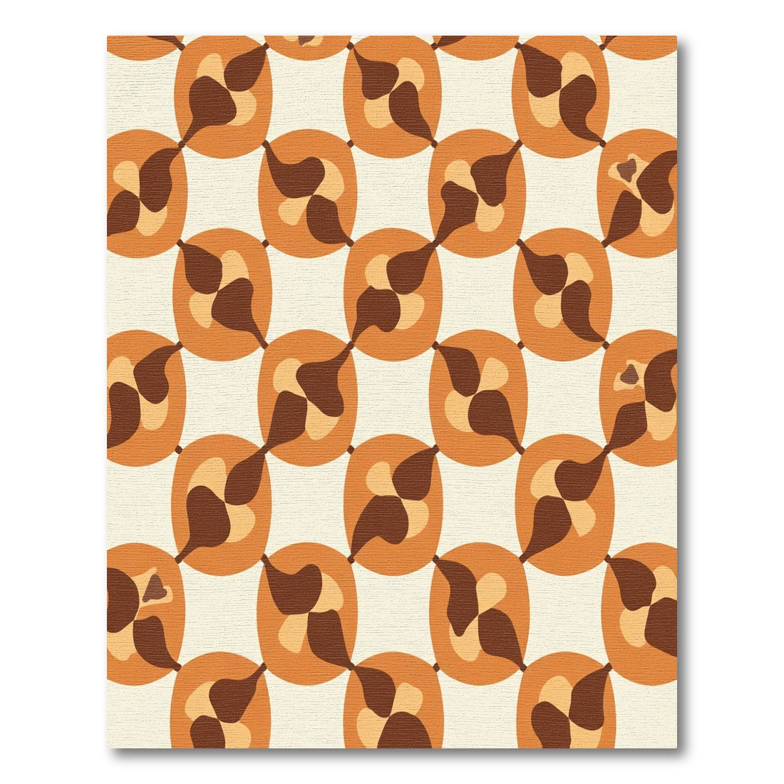 Retro Orange Brown Abstract Oval Rug