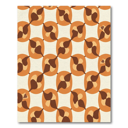Retro Orange Brown Abstract Oval Rug