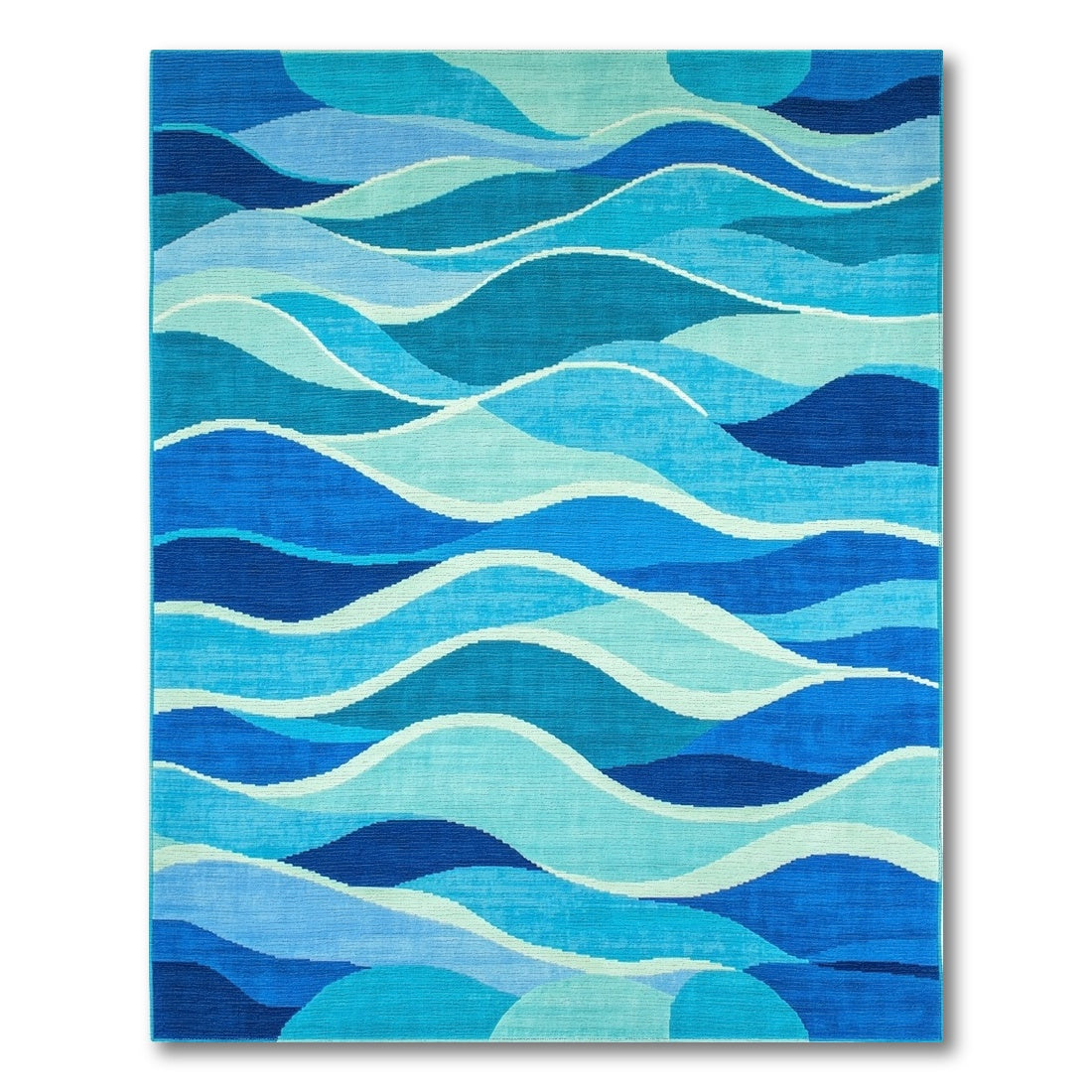 Abstract Blue Wave Layers Rug
