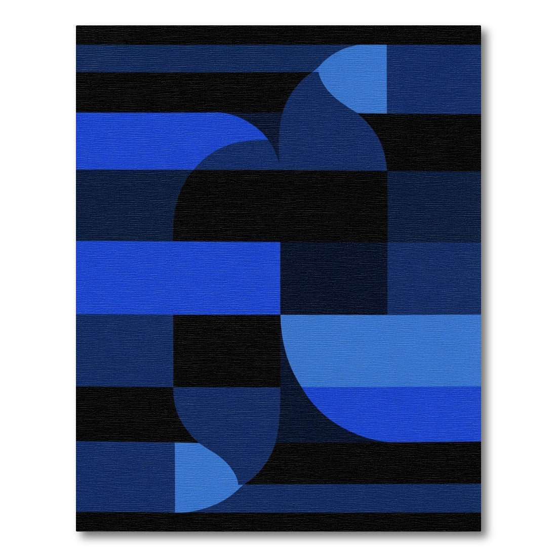 Deep Blue Black Geometric Curve Rug