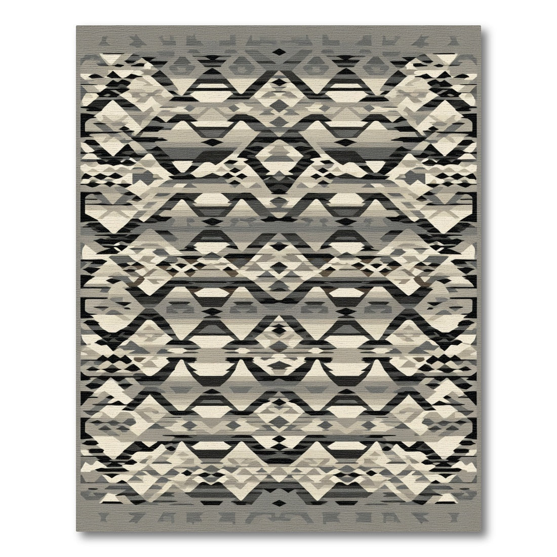 Geometric Tribal Black Beige Accents Rug