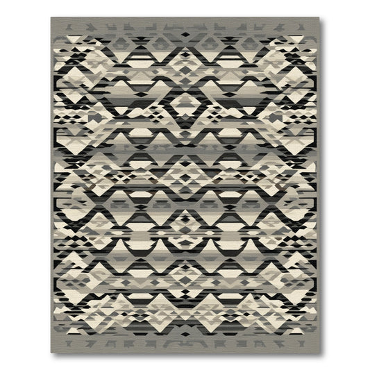 Geometric Tribal Black Beige Accents Rug