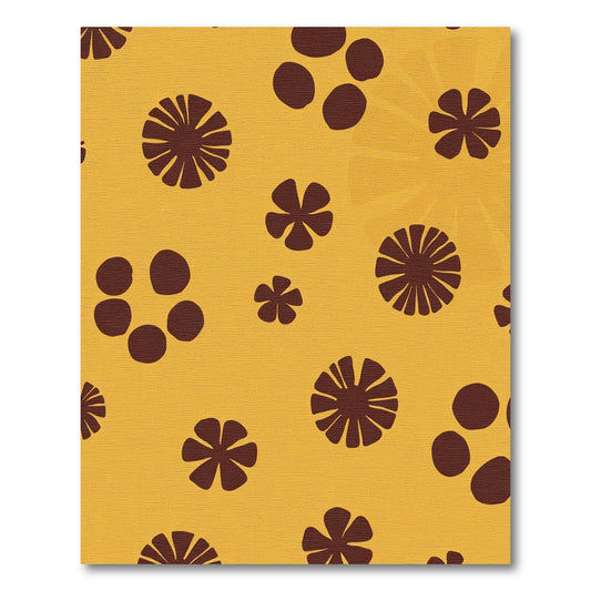 Marigold Brown Retro Flower Rug