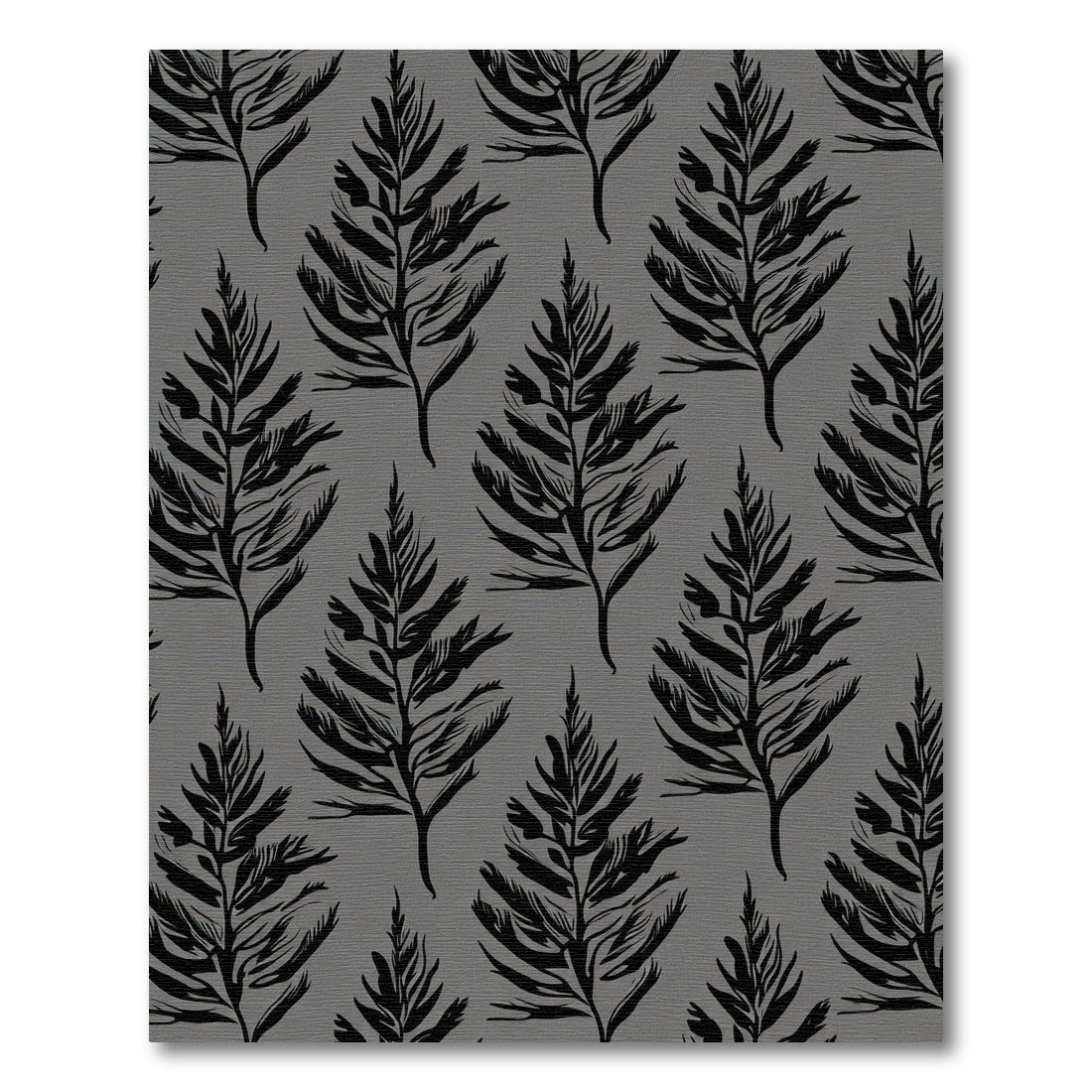Monochromatic Black Fern Branch Repeat Rug