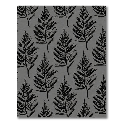 Monochromatic Black Fern Branch Repeat Rug
